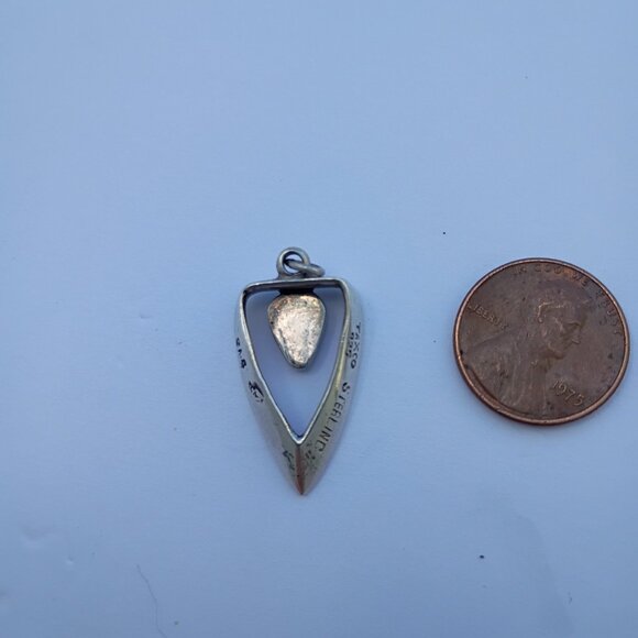 Vintage Taxco Native American Silver and Turquoise Pendant - Stamped - Picture 5 of 7